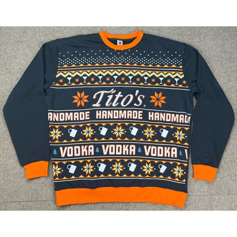 Tito's‎ Handmade Vodka Men's Long Sleeve Christmas Sweater Size XL